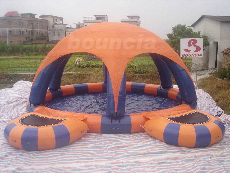Inflatable Water Pool With Tent Cover And Platform For Water Walking Ball